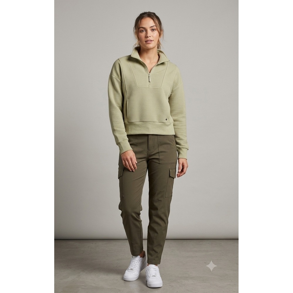 Bearpaw Outdoors Ribbed Quarter Zip Pullover Sage Green Large NWT - Lg